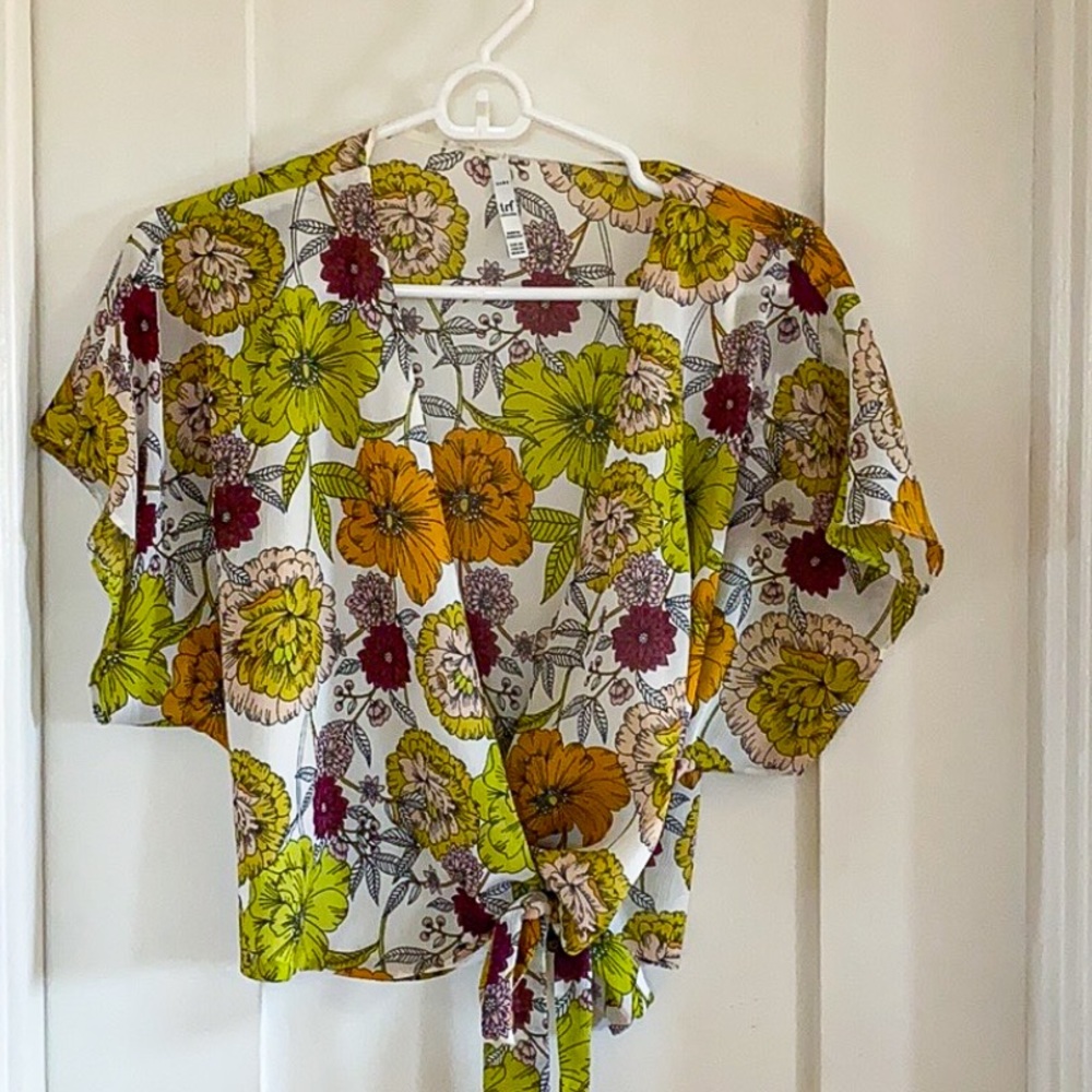 Zara cropped tie shirt
